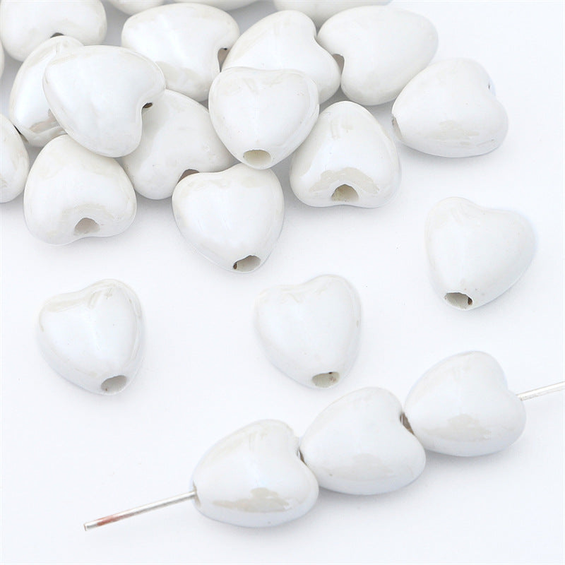 Wholesale 10PCS Peach Heart Ceramic Beads